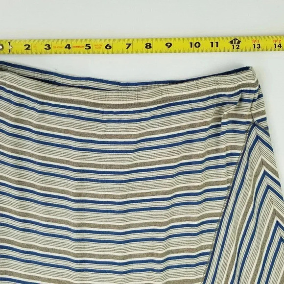 Max Studio Small Elastic Waist Blue White Cappuccino Stripe Women's Maxi Dress - Picture 5 of 6